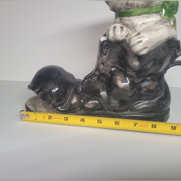 Rare Vintage Norleans Large Ceramic Kitten In Boot, Made In Italy - Picture 9 of 10